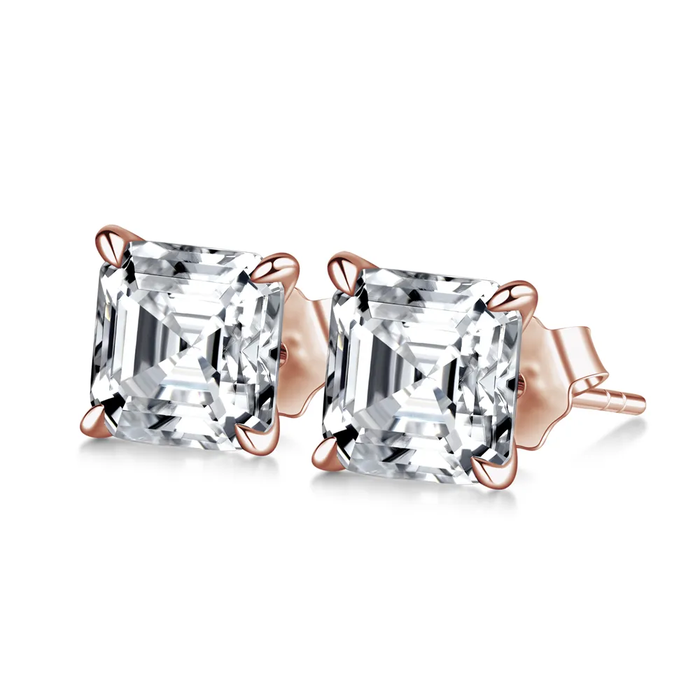 1 CT. Asscher Cut Moissanite Earring Studs