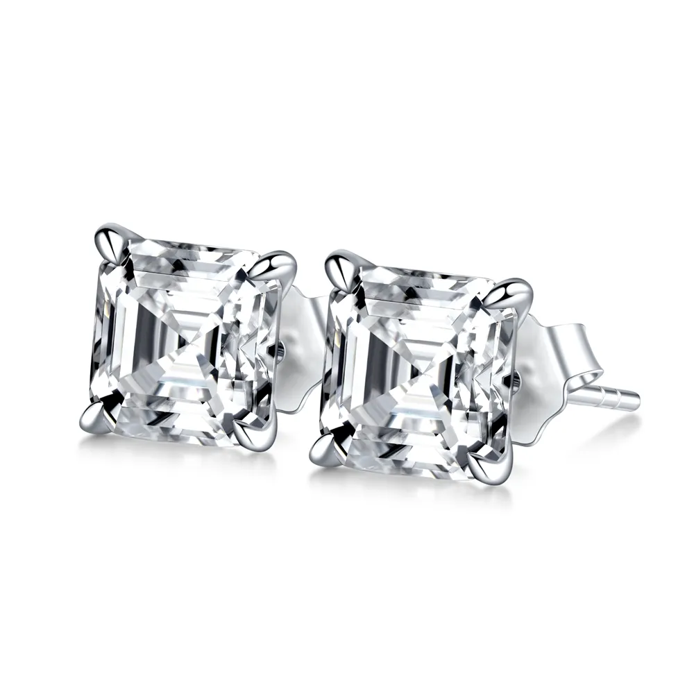 1 CT. Asscher Cut Moissanite Earring Studs