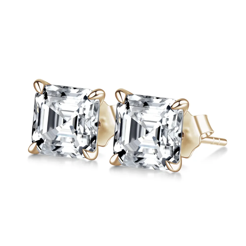 1 CT. Asscher Cut Moissanite Earring Studs