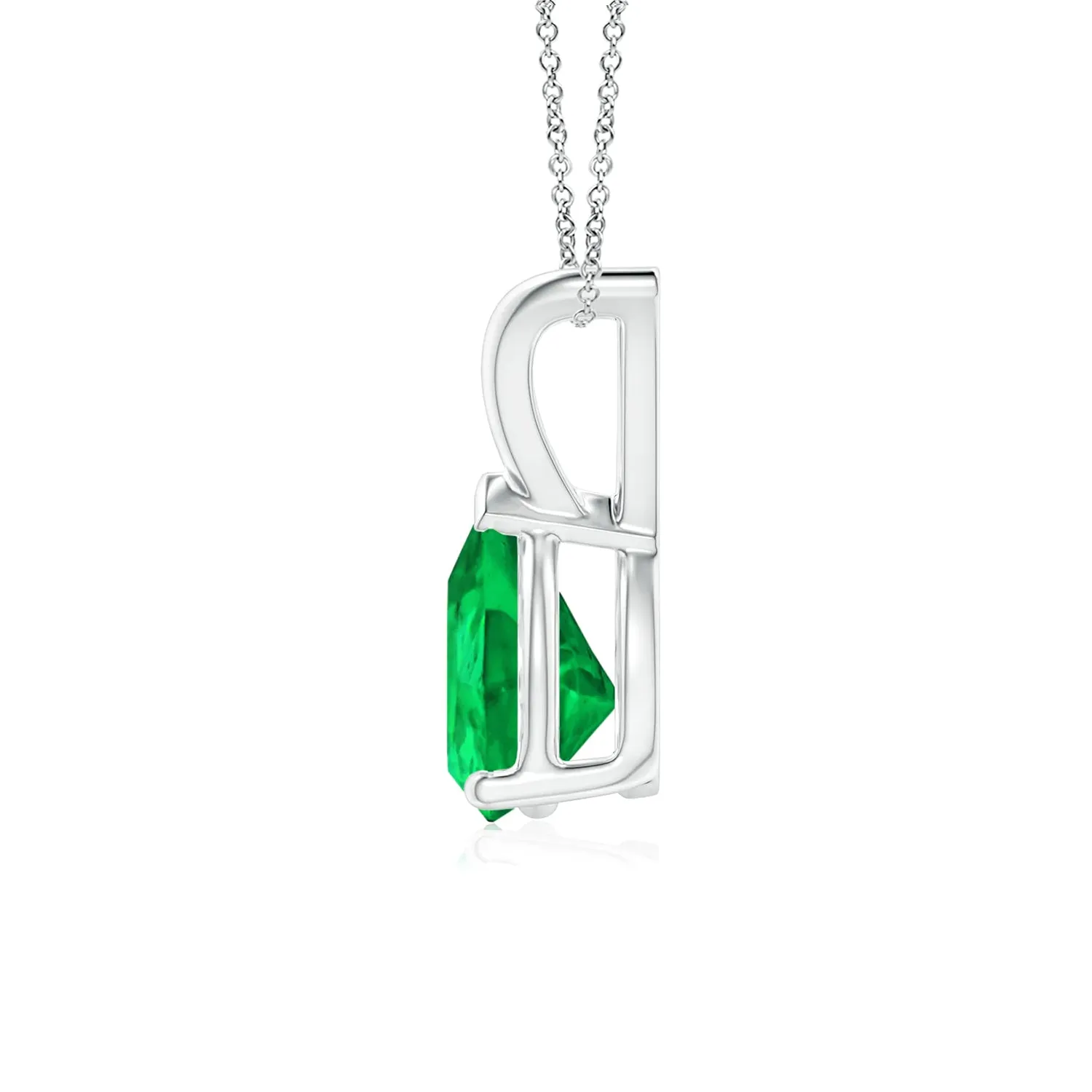 1 CT. Pear Shape Emerald Solitaire V-Bale Pendant