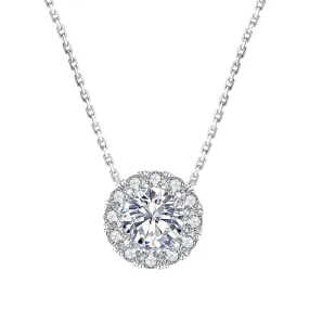 1.0~2.0 Carats VVS1 Moissanite Round Vintage Sparkling Pendant Necklace for Women 0299