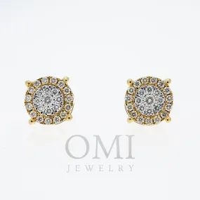 10K GOLD ROUND DIAMOND CLUSTER EARRINGS 1.01 CTW