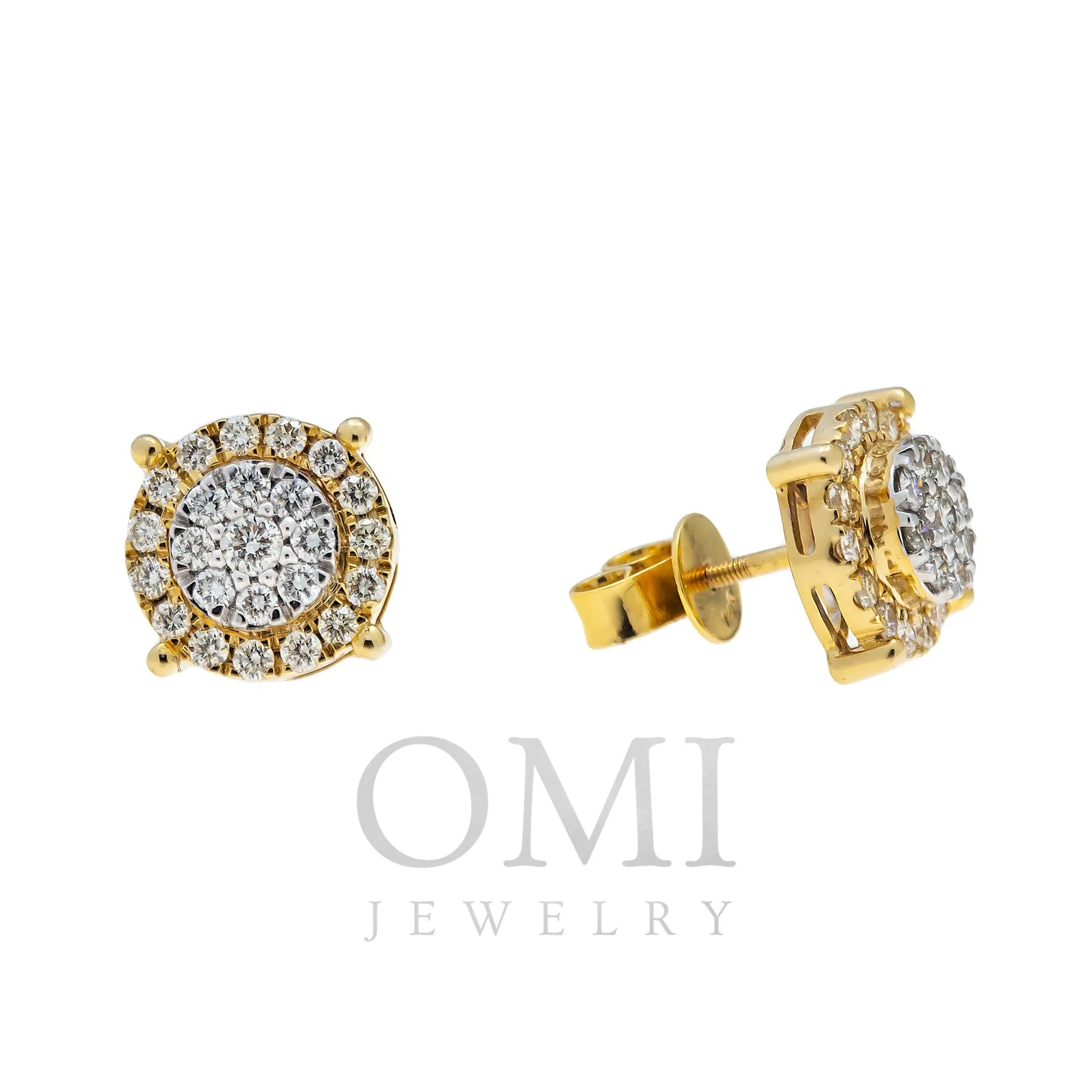 10K GOLD ROUND DIAMOND CLUSTER EARRINGS 1.01 CTW