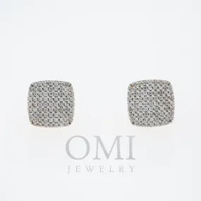 10K GOLD ROUND DIAMOND CLUSTER SQUARE EARRINGS 0.53 CTW