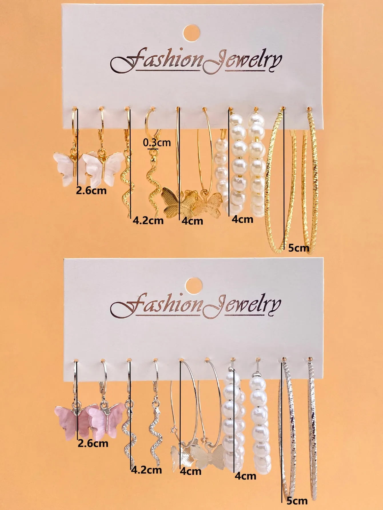 10pairs Faux Pearl & Butterfly Decor Earrings