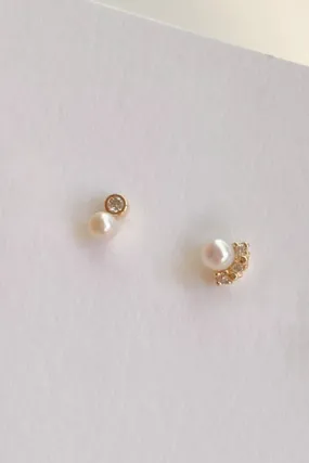 14k Real Solid Gold Freswater Pearl Cartilage Helix Tragus Conch Barbell Ear Stud Earring Piercing