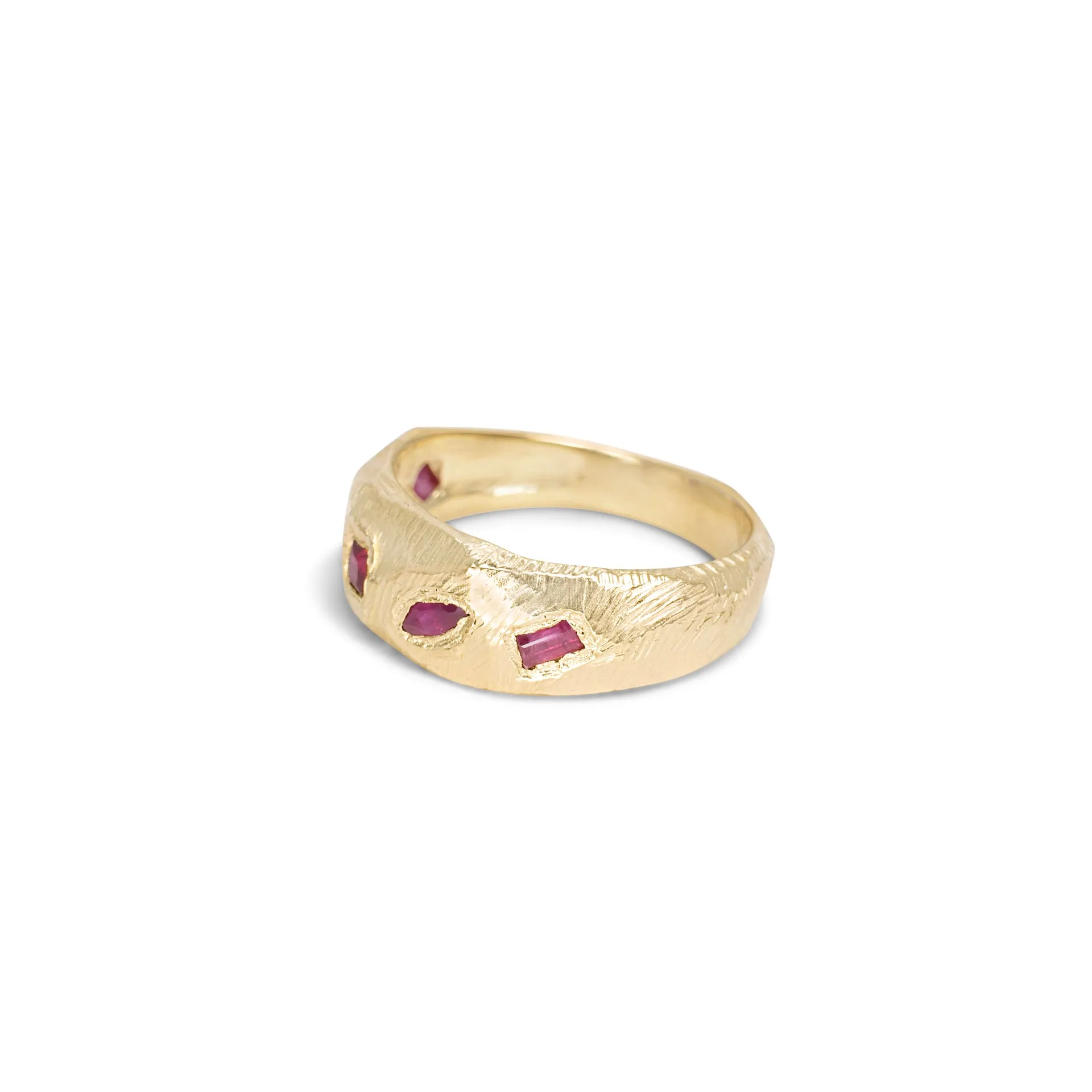 18K Geometric Mixed Band in Ruby