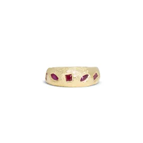 18K Geometric Mixed Band in Ruby