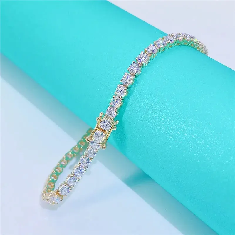 18k White or Yellow Gold Plated Moissanite Tennis Bracelet 2.5ctw - 10ctw