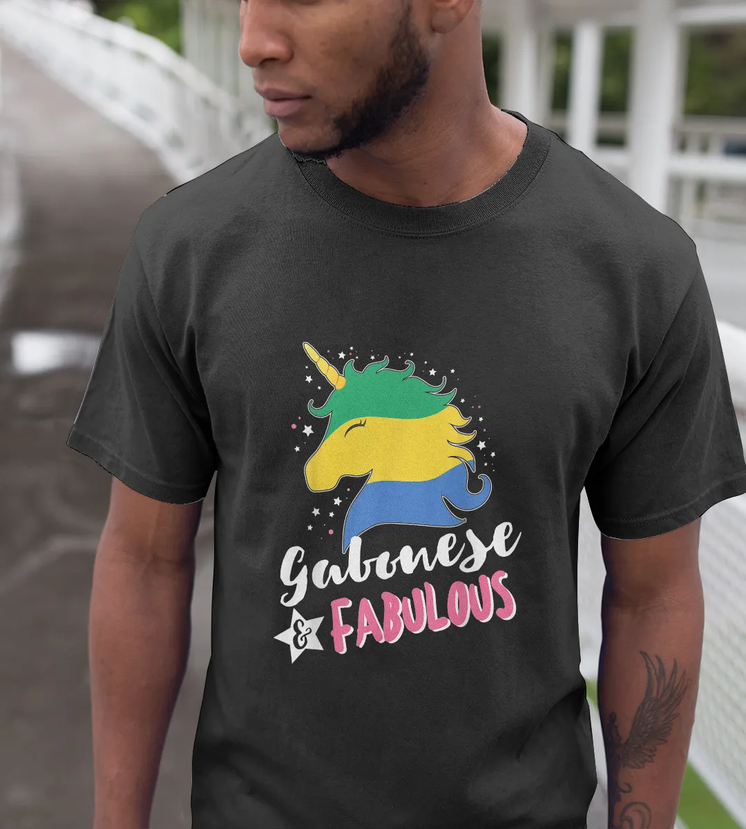 1sttheworld T-Shirt - Gabonese Unicorn Flag T-Shirt Black A35