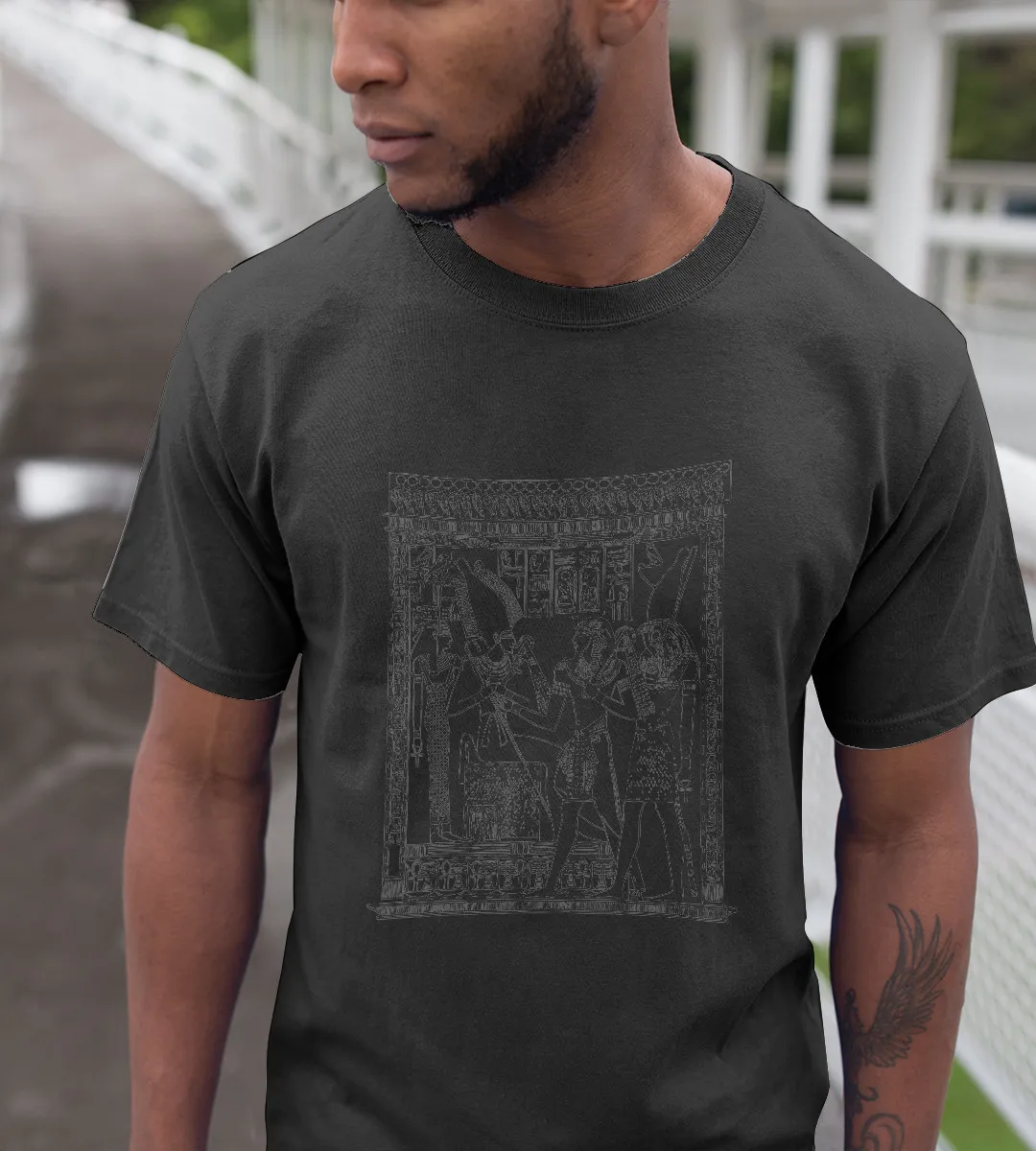 1sttheworld T-Shirt - Hatho Ancient Egypt God Graphic T-Shirt Black A35