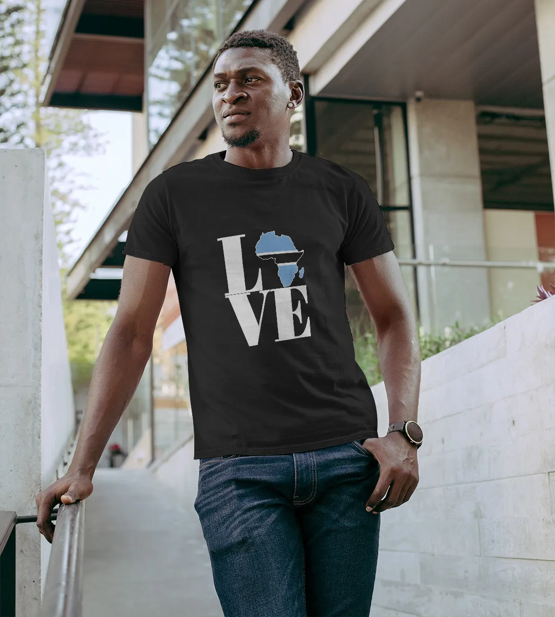 1sttheworld T-Shirt - I Love Botswana Flag Africa Map T-Shirt Black A35