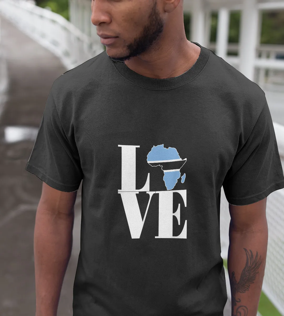 1sttheworld T-Shirt - I Love Botswana Flag Africa Map T-Shirt Black A35