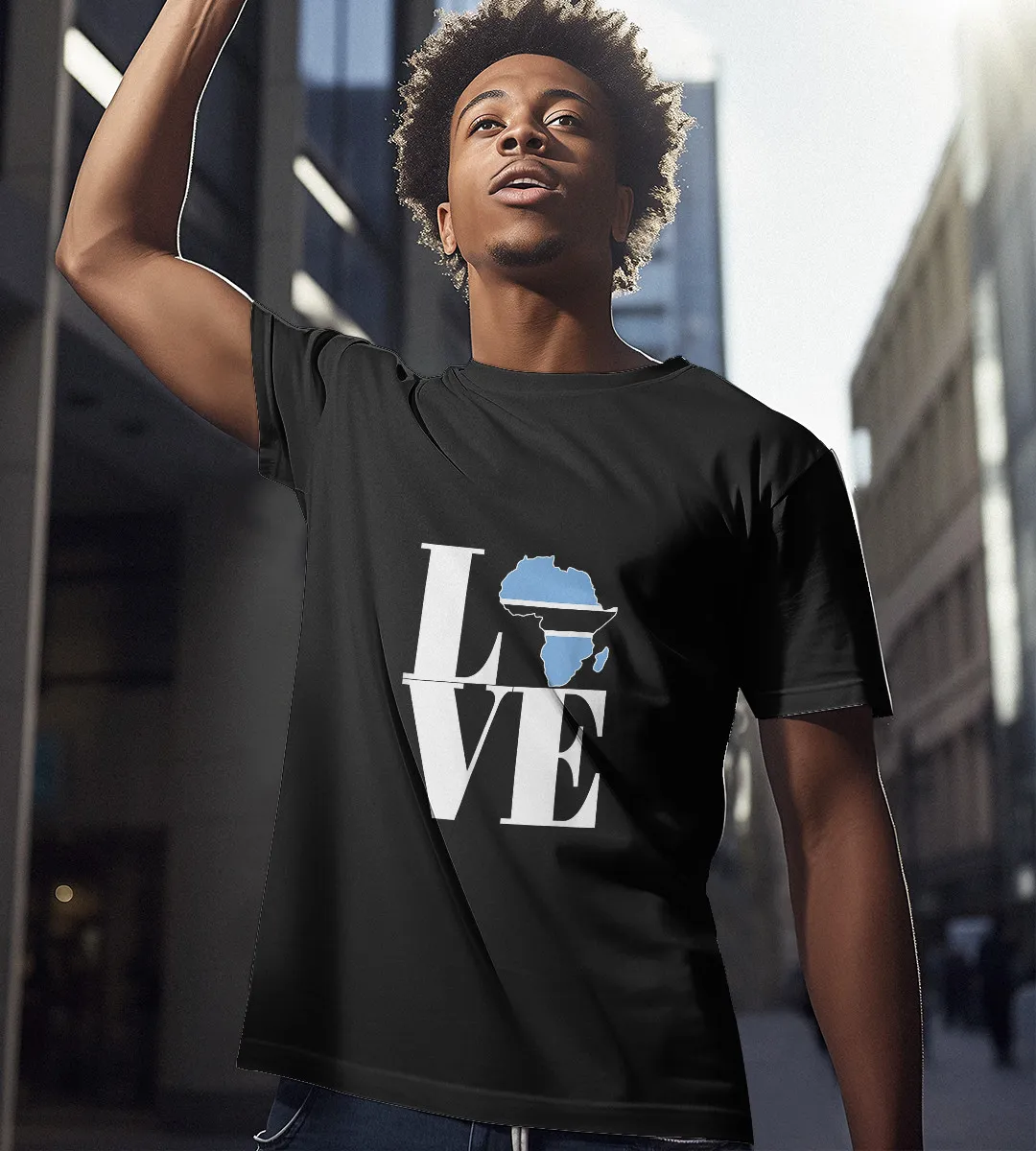 1sttheworld T-Shirt - I Love Botswana Flag Africa Map T-Shirt Black A35