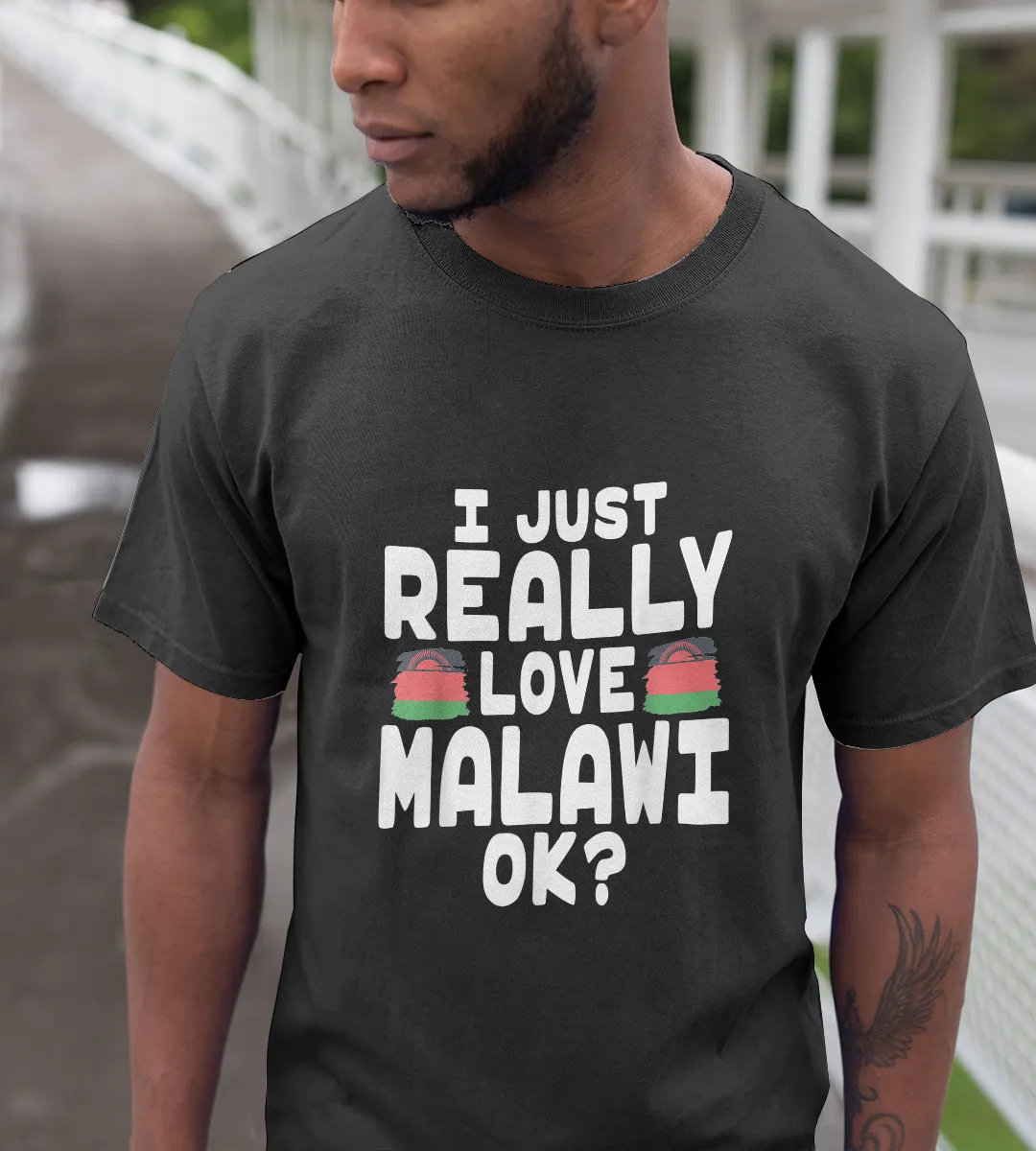 1sttheworld T-Shirt - I Love Malawi OK  Cool Flag T-Shirt Black A35