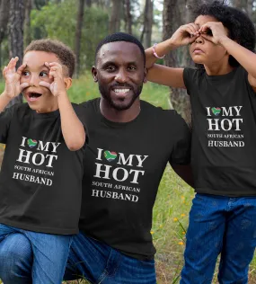 1sttheworld T-Shirt - I Love My Hot South African Husband Cute Relationship T-Shirt Black A35