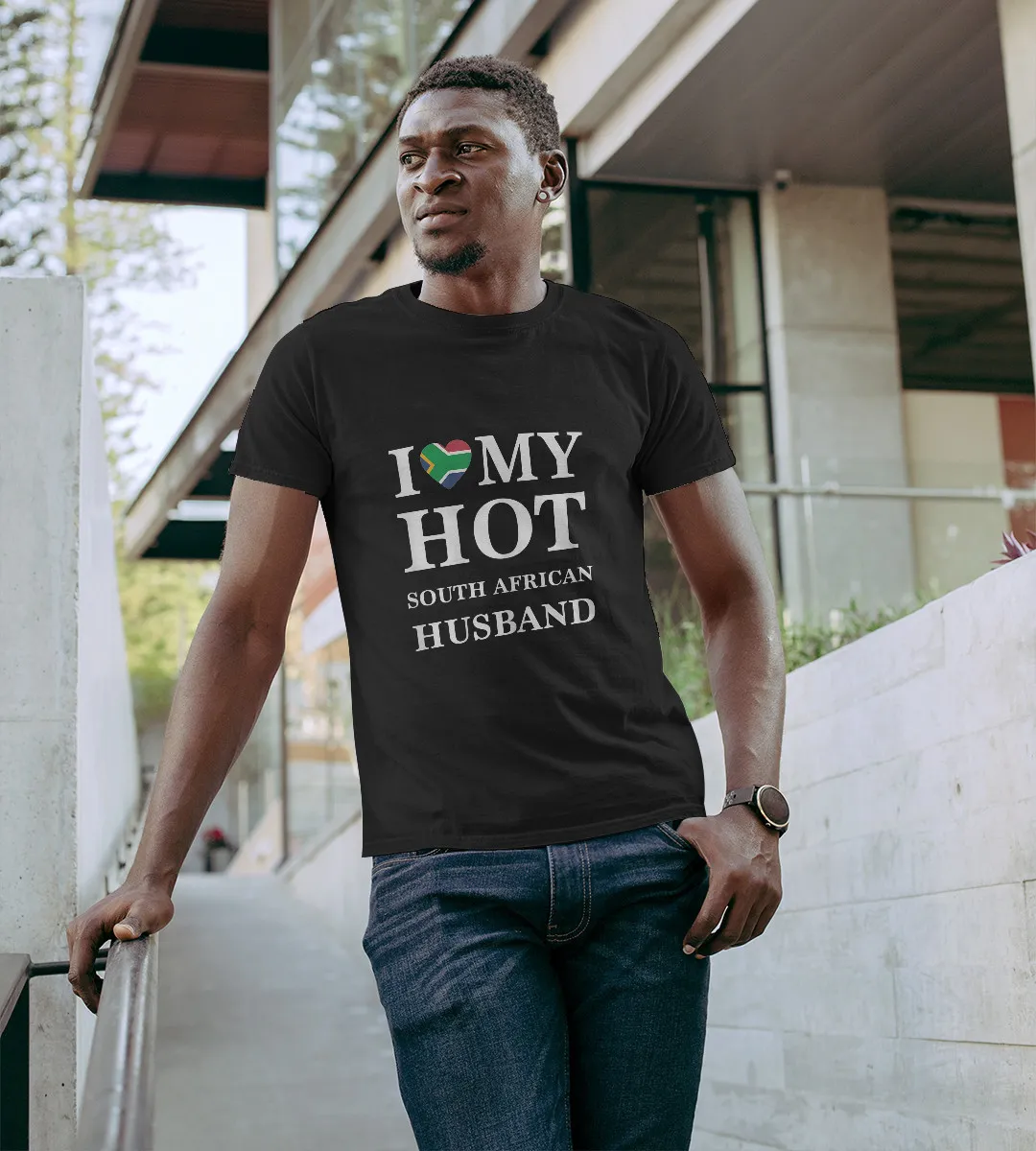 1sttheworld T-Shirt - I Love My Hot South African Husband Cute Relationship T-Shirt Black A35