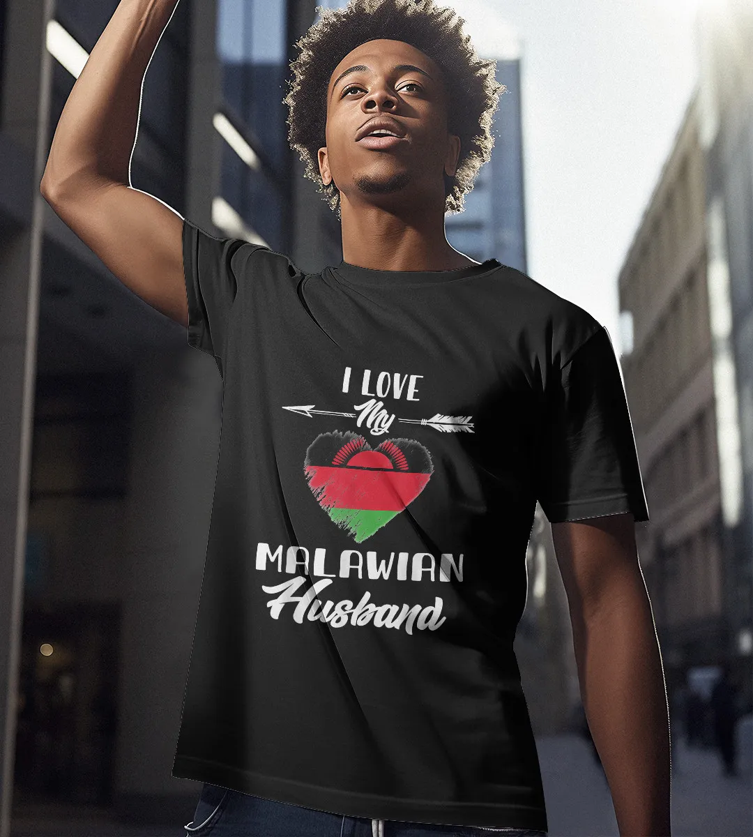 1sttheworld T-Shirt - I Love My Malawian Husband T-Shirt Black A35