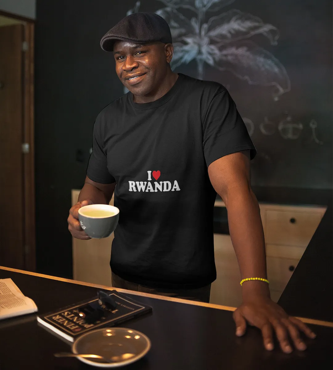 1sttheworld T-Shirt - I Love Rwanda T-Shirt Black A35