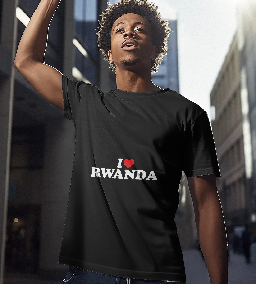 1sttheworld T-Shirt - I Love Rwanda T-Shirt Black A35