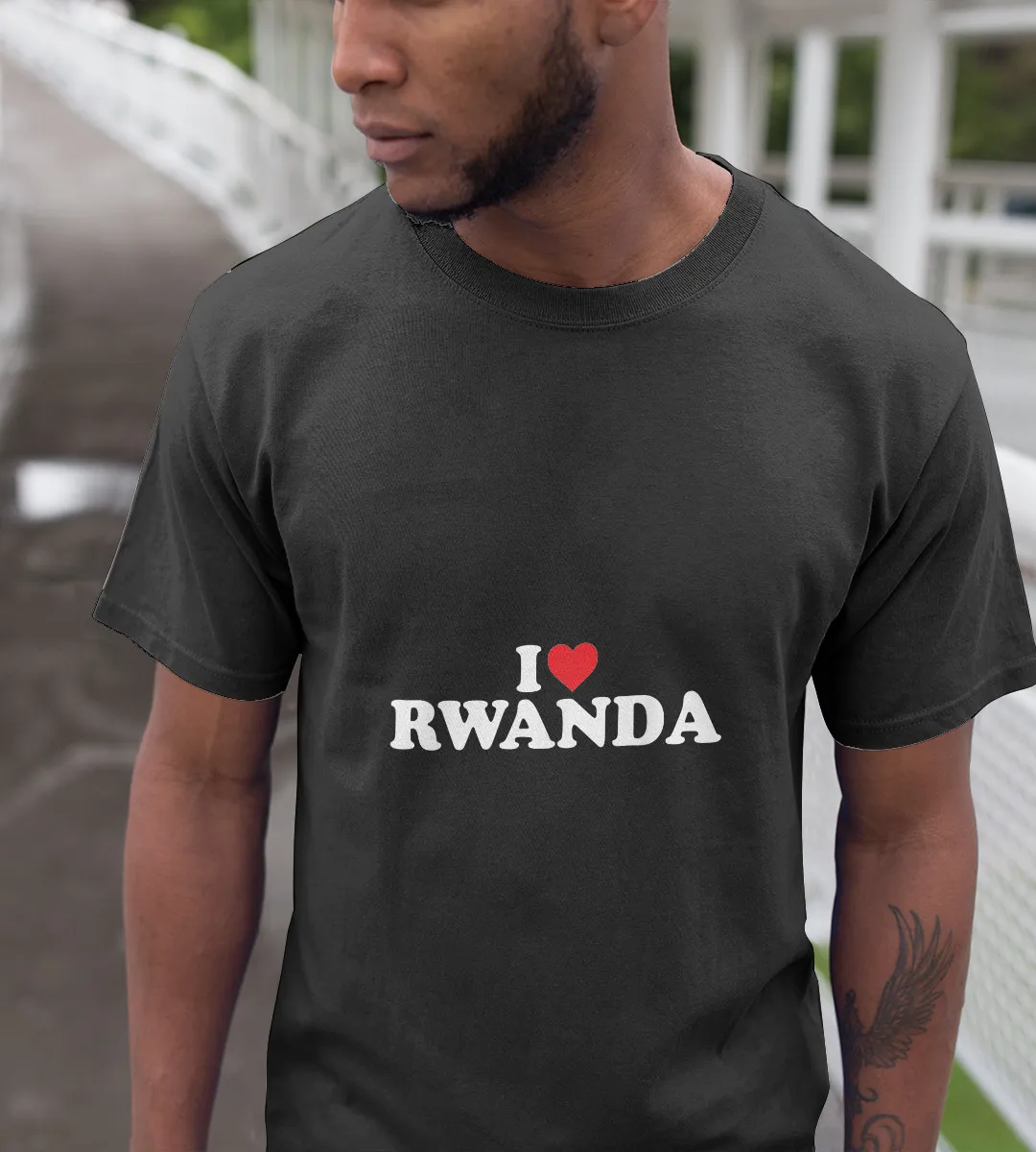 1sttheworld T-Shirt - I Love Rwanda T-Shirt Black A35