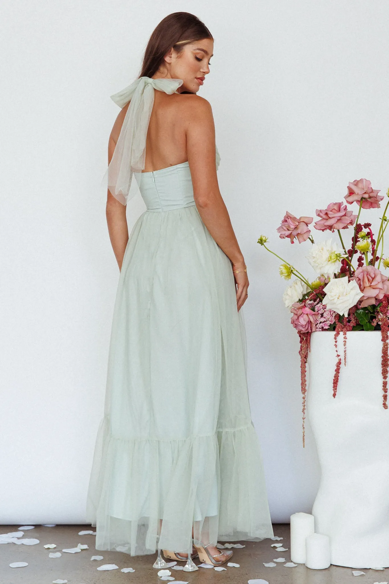 Alegria Tulle Maxi Dress Pistachio