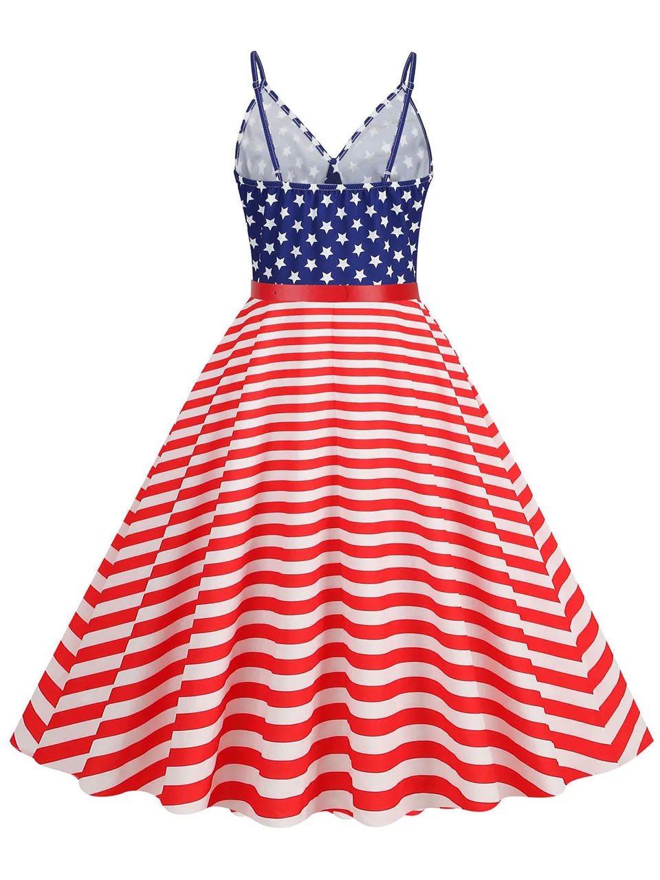 American Flag Stars Stripes Spaghetti Strap 1950S Vintage Dress