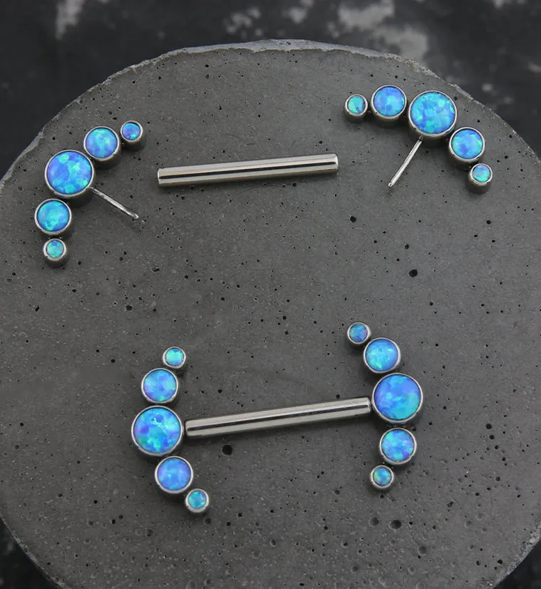 Arch Blue Opalite Titanium Threadless Nipple Ring Barbell