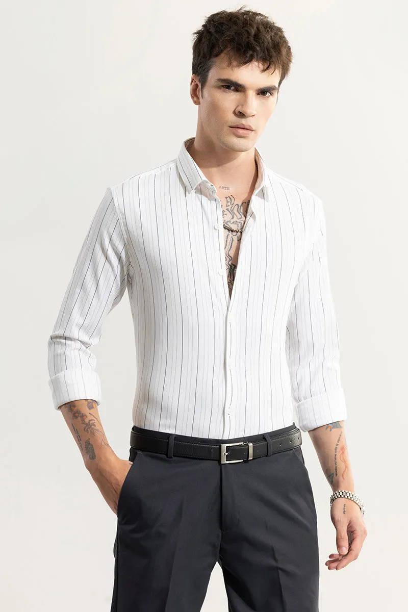 Arctic Stripe White Giza Cotton Shirt