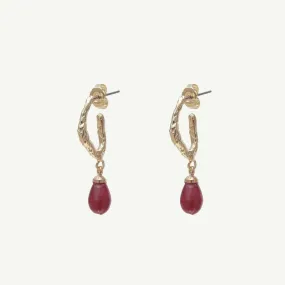 Asha Red Jade Hoop Earrings