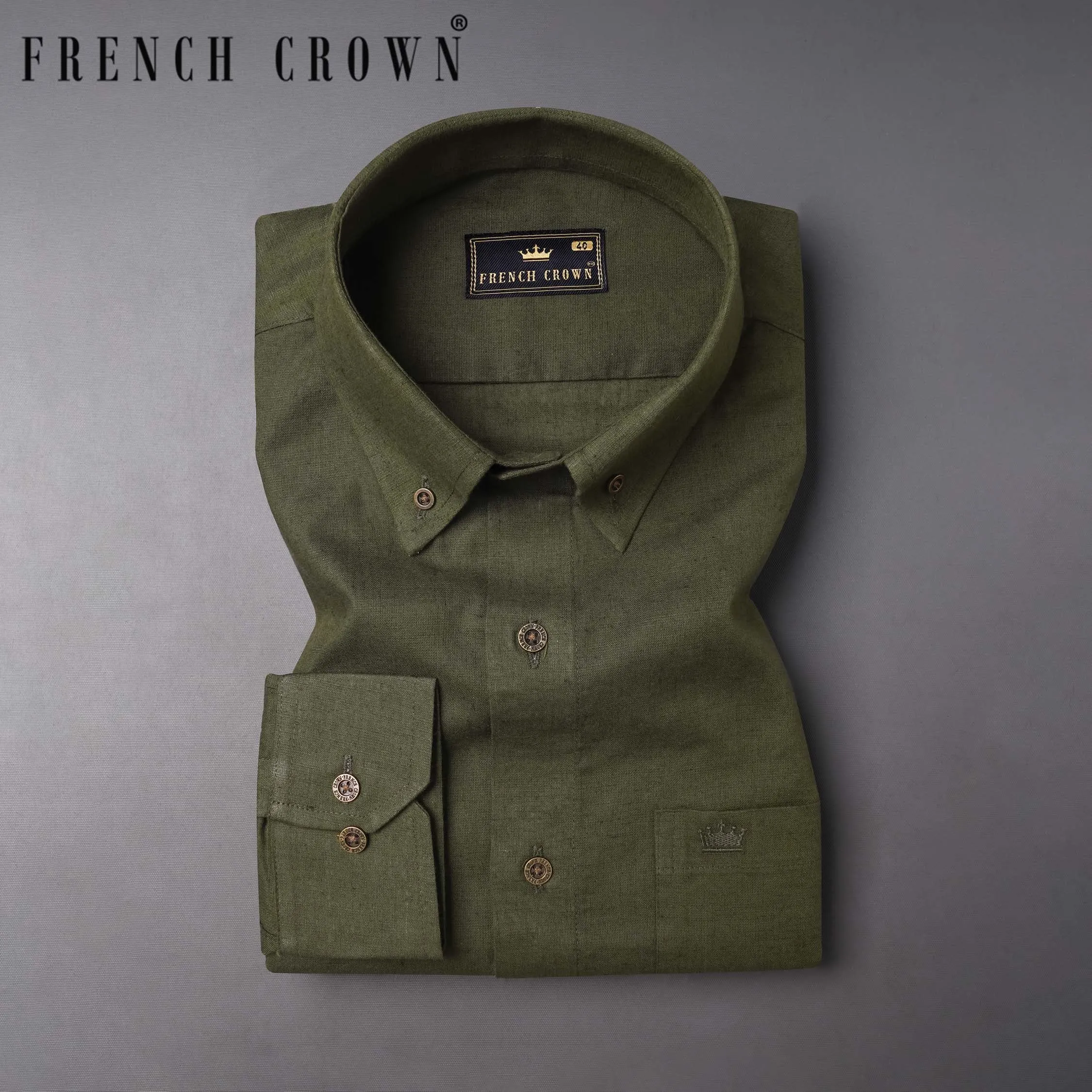 Asparagus Green Luxurious Linen Shirt