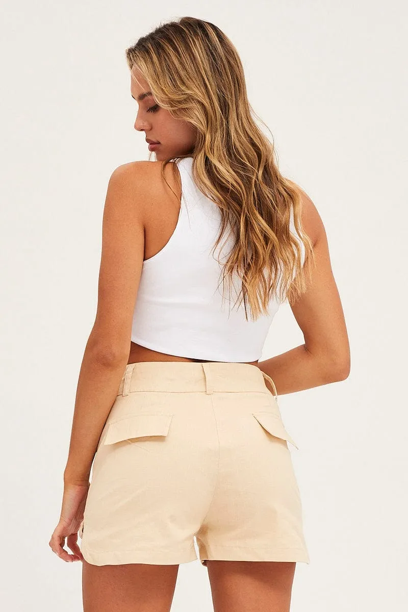 Beige Cargo Shorts