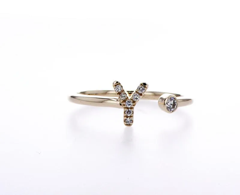 Bezel Diamond Initial Ring