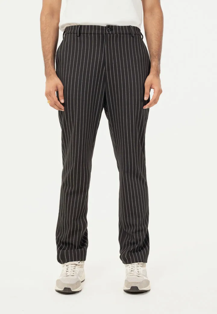 Black Stripes Regular Hem Power-Stretch Pants