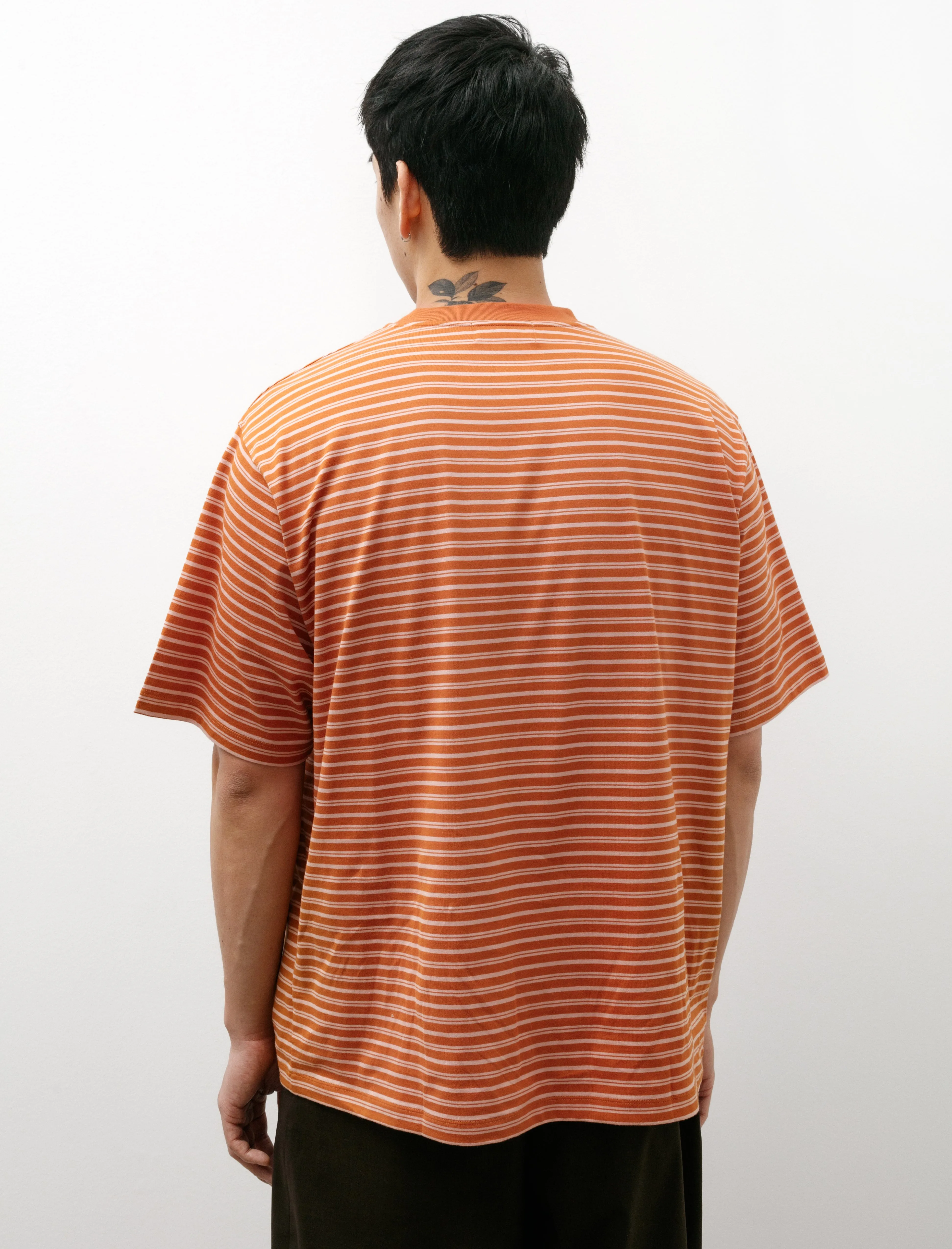 Border Cotton Knit T-Shirt Orange