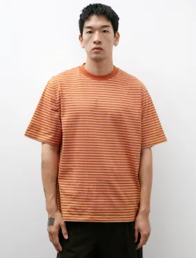 Border Cotton Knit T-Shirt Orange