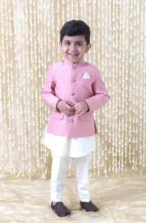 Boy Silk Bandhgala-Pink