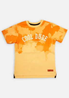 Boys Cool Dude Printed Orange T-Shirt