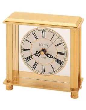 Bulova Cheryl Desk Clock - Brass Tone - Floating Metal Dial