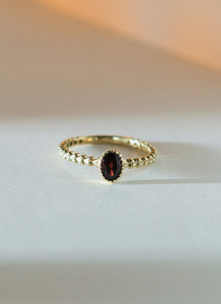 Caes garnet january birthstone ring 14k gold