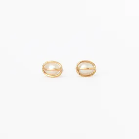 Caged Pearl Studs