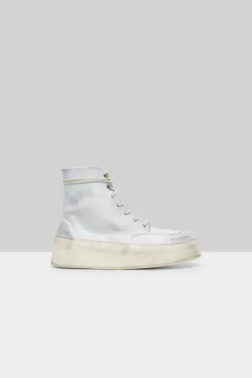 Cassapana Polacco Leather High Top Shoe in White Grey