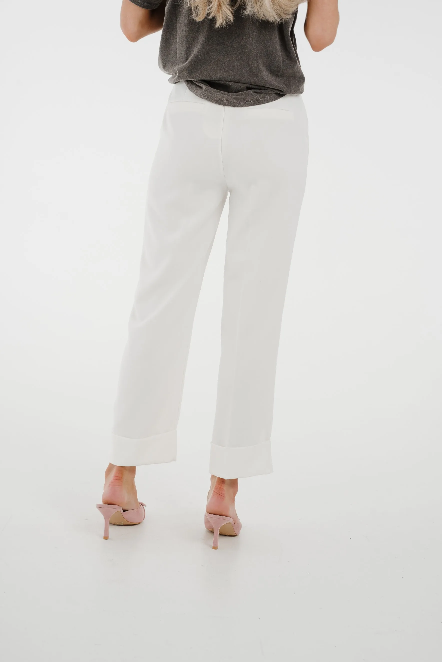 Cindy Cropped Straight Leg Trouser In White