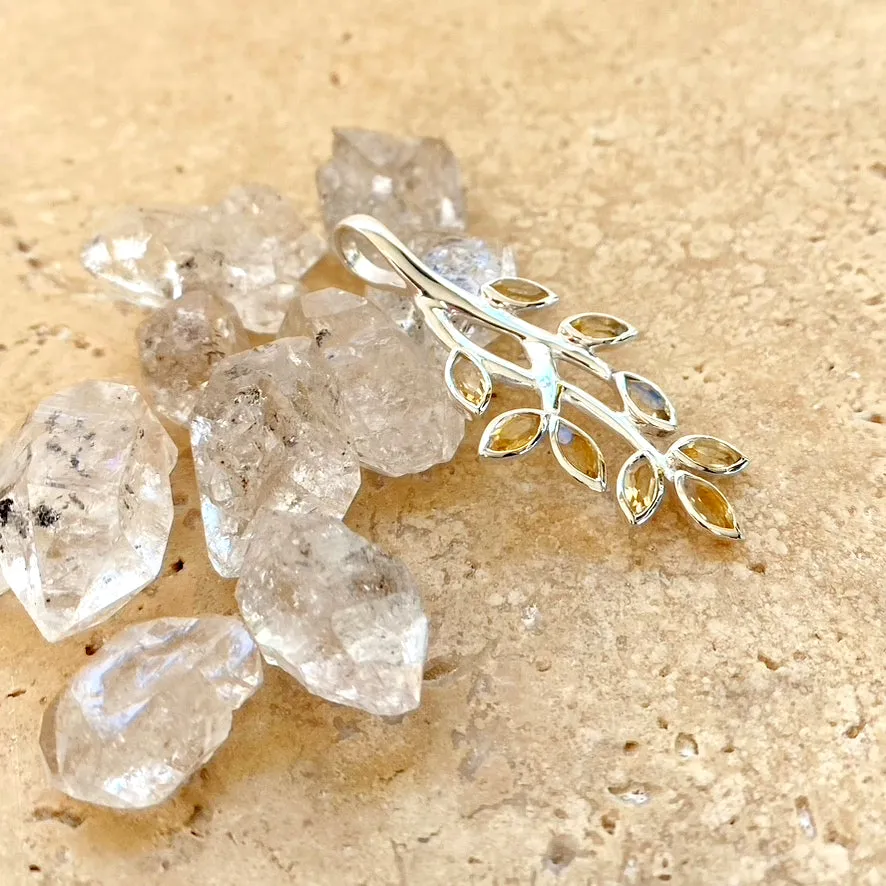 Citrine Marquise Leaf Design Pendant - Juniper