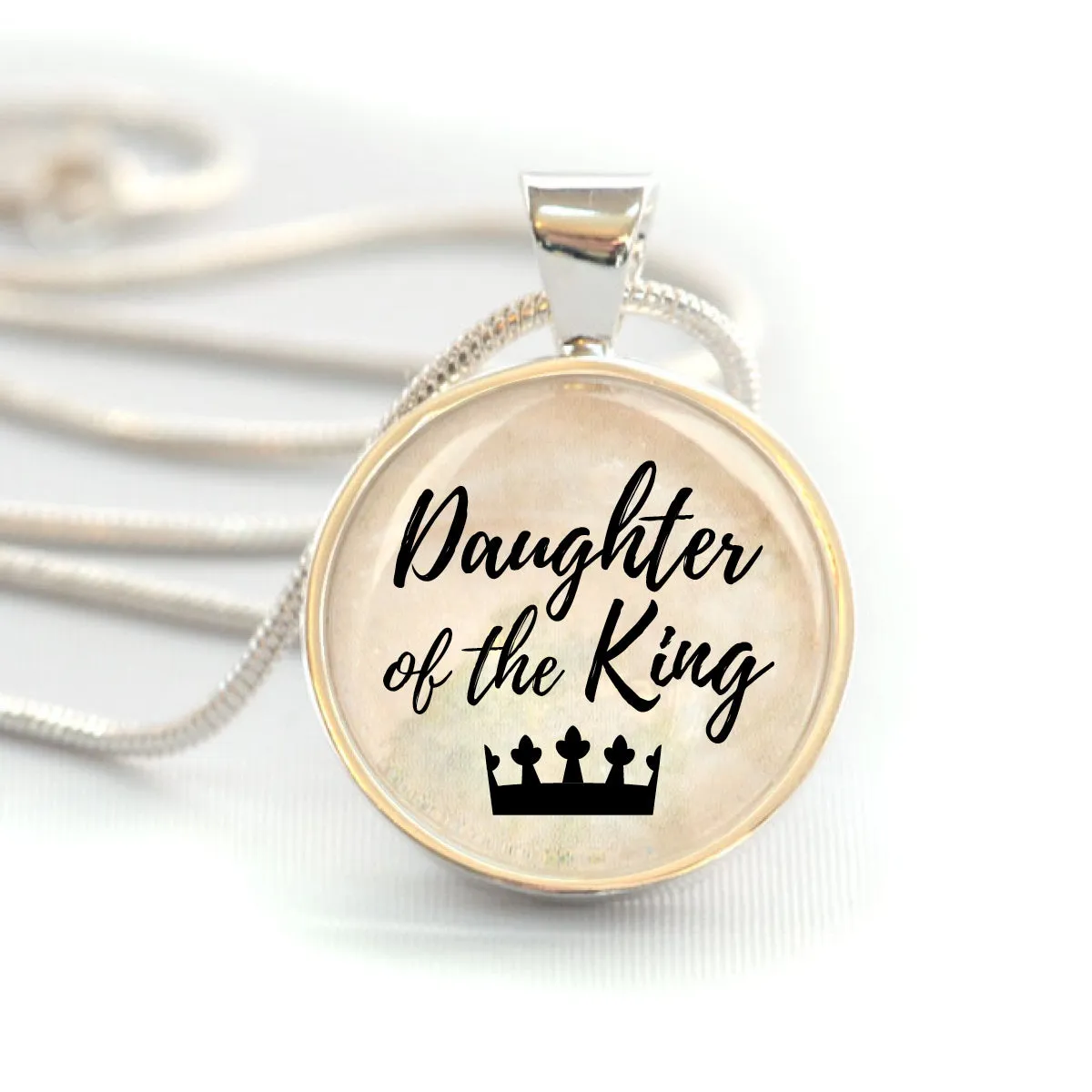 Daughter of the King Silver-Plated Christian Pendant Necklace (20mm)