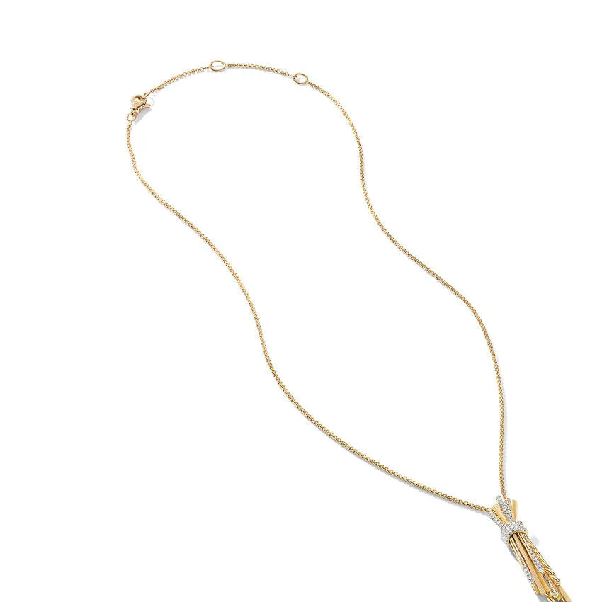 David Yurman Angelika Flair Pendant Necklace in 18K Yellow Gold with Pave Diamonds