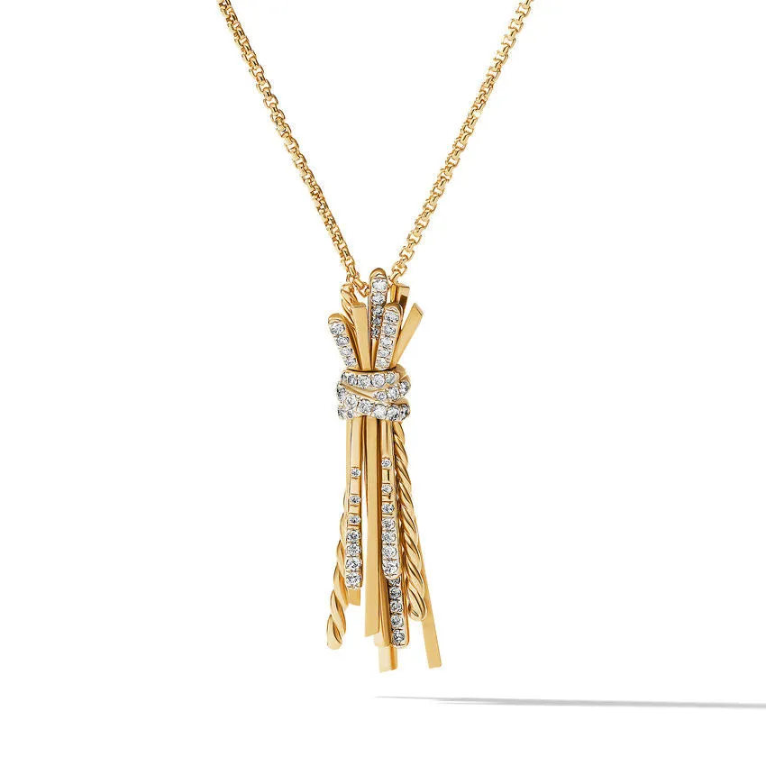 David Yurman Angelika Flair Pendant Necklace in 18K Yellow Gold with Pave Diamonds