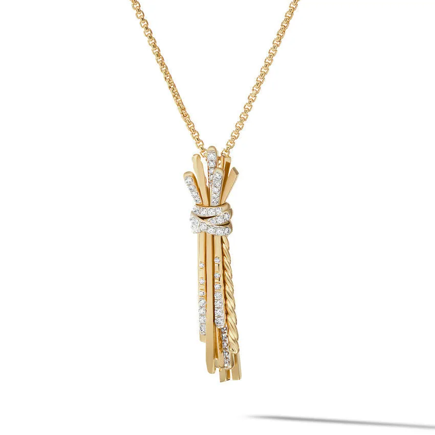 David Yurman Angelika Flair Pendant Necklace in 18K Yellow Gold with Pave Diamonds