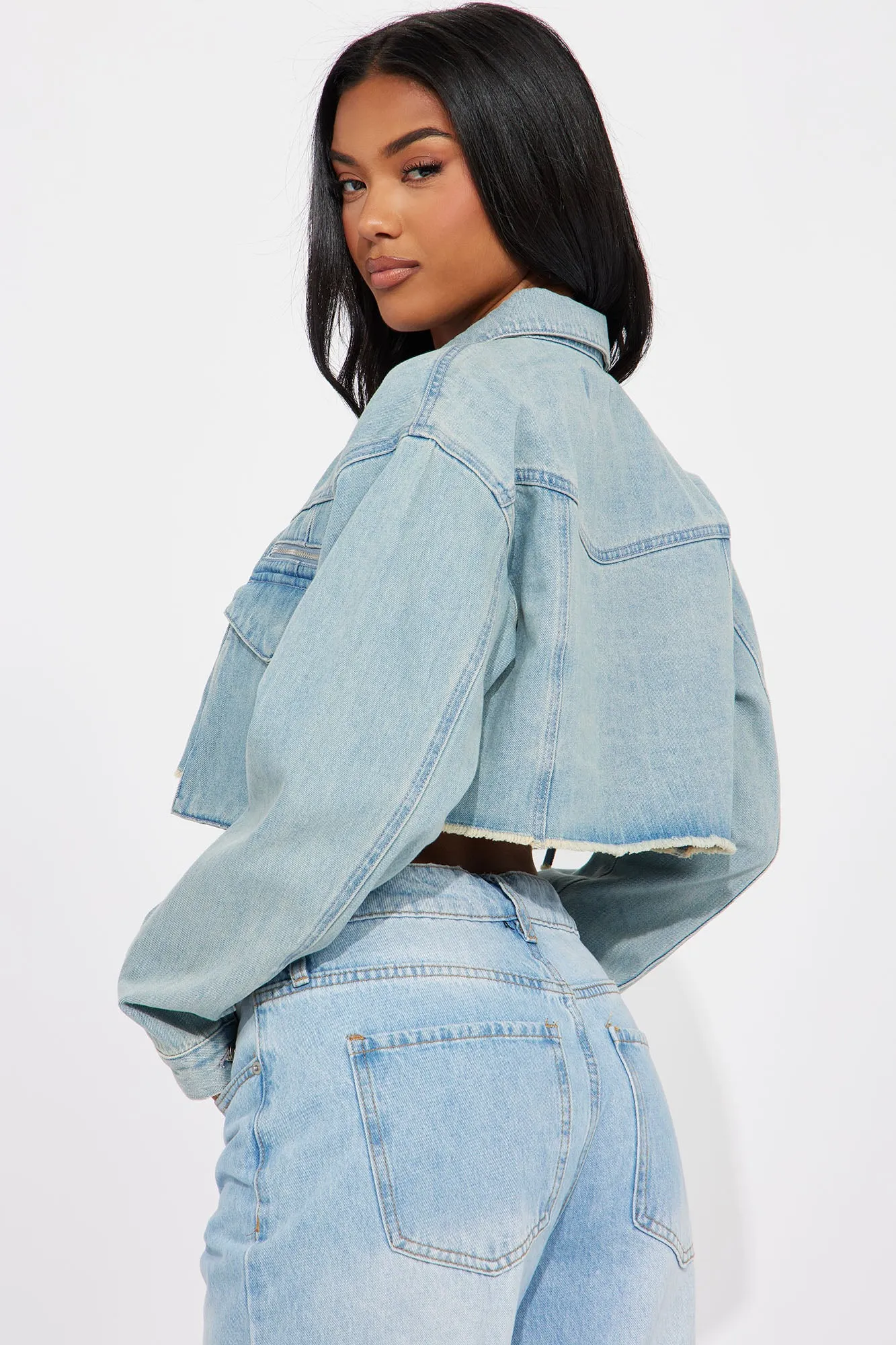 Devil In Disguise Cargo Denim Jacket - Light Wash