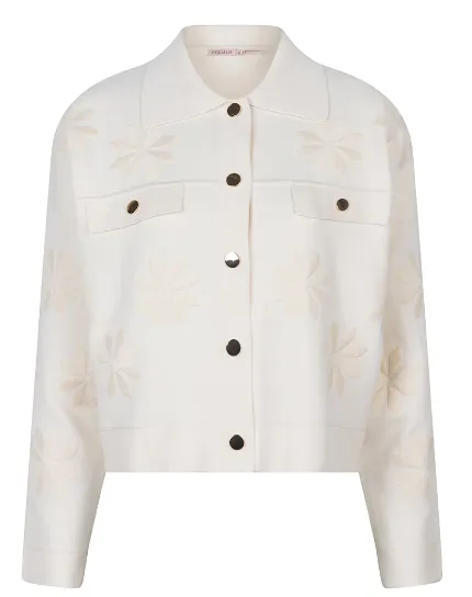 Esqualo Embroidered Boxy Cardigan | Sand